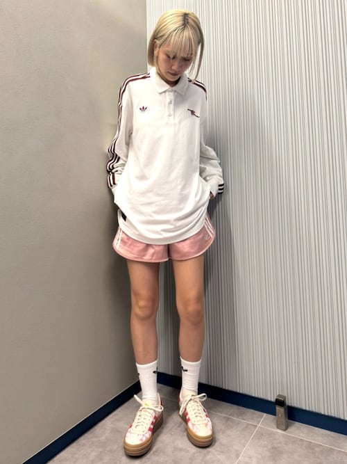 韓国人気 [Adidas] ラッフルショートパンツ adidas パンツ Originals サテン ショーツ ラッフル スリー