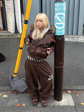 「アイテム（スウェットパンツ）」を使った、ごまだれさん（レディース・162cm）の冬コーディネート