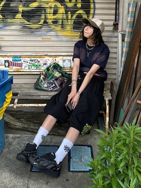「アイテム（スウェットパンツ）」を使った、ごまだれさん（レディース・162cm）の夏コーディネート