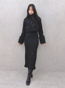 クロシェニット ブラック タイトワンピース クロシェニットタイトワンピース[品番：MKSW0066903]｜RESEXXY