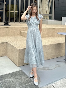 dazzlin ワンピース バックリボンレースノースリワンピース