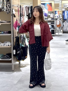 「GLOBAL WORK（グローバルワーク）のモチーフコードネックレス/595391（ネックレス、ゴールド系）」を使った、GW hinAさん（レディース）の夏コーディネート