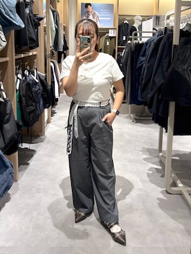 「GLOBAL WORK（グローバルワーク）のノンストレスリッチワイドパンツ/632962（その他パンツ、グレー系）」を使った、hina11aa18さん（レディース）の春コーディネート