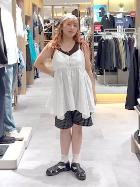 「GLOBAL WORK（グローバルワーク）のアイテム（パンツ）」を使った、GW hinAさん（レディース・149cm）の夏コーディネート