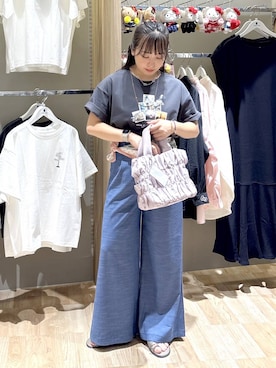 「GLOBAL WORK（グローバルワーク）のステンレスパイプショートネックレス／602488（ネックレス、ゴールド系）」を使った、GW hinAさん（レディース）の夏コーディネート