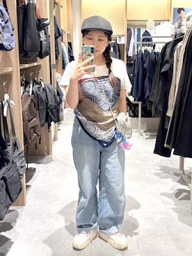 「GLOBAL WORK（グローバルワーク）の調光アソートサングラス/283839（サングラス、ブラウン系）」を使った、hina11aa18さん（レディース）の春コーディネート