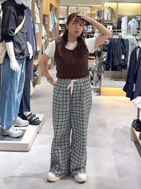 「GLOBAL WORK（グローバルワーク）のBeautee2WAYヘンリー/636773（タンクトップ、ブラウン系）」を使った、hina11aa18さん（レディース）の春コーディネート