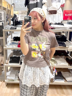 「アイテム（ベルト、ホワイト系）」を使った、GW hinAさん（レディース・149cm）の秋コーディネート