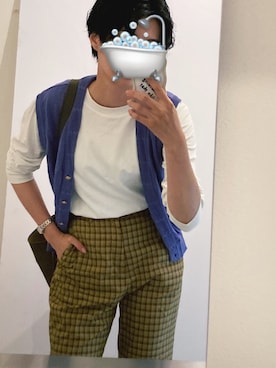 「アイテム（ベスト、パープル系）」を使った、ourbro1さん（レディース・172cm）の春コーディネート