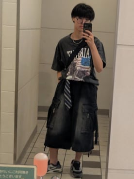 「ADRER（アドラー）のparachute cargo wide short pants（その他パンツ）」を使った、his_a20さん（メンズ・172cm・10代）の夏コーディネート