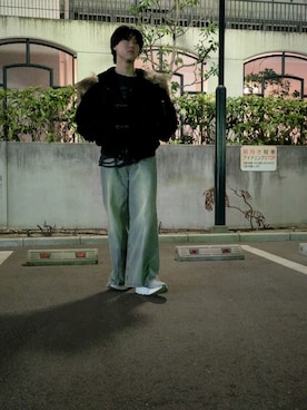 「CLEL（クレイル）の【CLEL】Vintage Design Flare Denim Pants /ヴィンテージデザイン フレアデニムパンツ（デニムパンツ、ベージュ系）」を使った、HISAさん（メンズ・172cm）の冬コーディネート