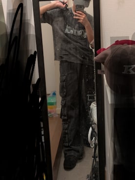 「CLEL（クレイル）の【CLEL】3D Many Pocket Denim Cargo Pants / 3Dメニーポケット デニムカーゴパンツ（デニムパンツ）」を使った、his_a20さん（メンズ・172cm・10代）の夏コーディネート