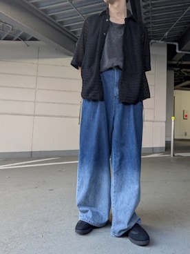 「ADRER（アドラー）の25ss loose silhouette lace/sheer shirt / 25SS ルーズシルエットレース/シアーシャツ（シャツ/ブラウス）」を使った、his_a20さん（メンズ・172cm・10代）の夏コーディネート