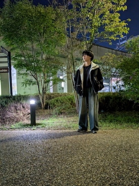 「ADRER（アドラー）のline track wide slacks / ライントラックワイドスラックス（その他パンツ）」を使った、HISAさん（メンズ・172cm・10代）の秋コーディネート