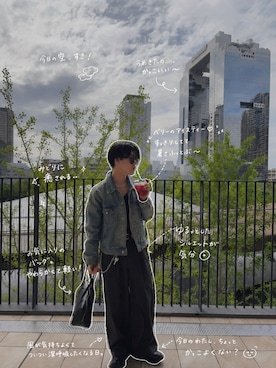 「SINSS（シンス）のアイテム（スラックス）」を使った、HISAさん（メンズ・172cm）の春コーディネート