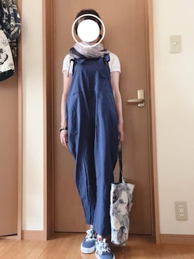 「aimoha（アイモハ）のアイテム（オールインワン・サロペット）」を使った、まみをさん（レディース・152cm）の夏コーディネート