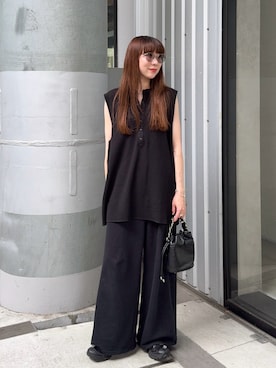 「アイテム（スウェットパンツ）」を使った、MINAEさん（レディース・160cm）の夏コーディネート