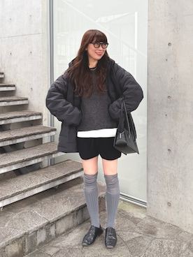 「アイテム（ソックス/靴下）」を使った、MINAEさん（レディース・160cm）の秋コーディネート