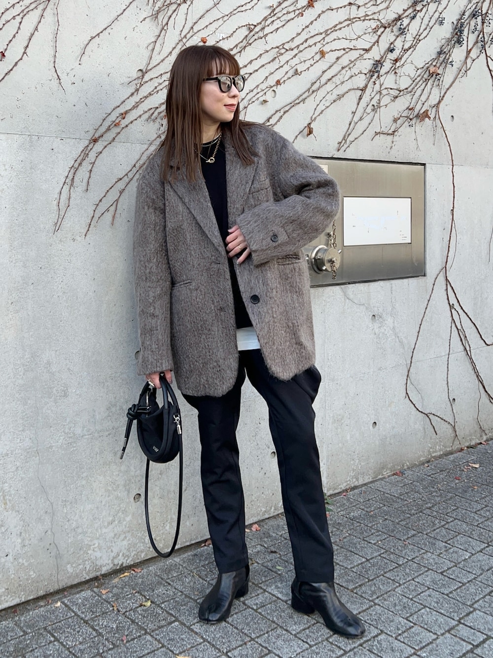 クラネ　MIX SHAGGY OVER TAILORED JACKET CLANE - ミックスシャギー オーバー テーラードジャケット - MIX