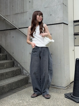 「アイテム（タンクトップ）」を使った、MINAEさん（レディース・160cm）の夏コーディネート