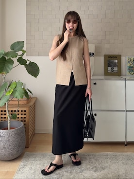 「Studio Doe（スタジオドー）のアイテム」を使った、MINAEさん（レディース・160cm）の夏コーディネート