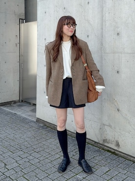 「アイテム（Tシャツ/カットソー）」を使った、MINAEさん（レディース・160cm）の秋コーディネート