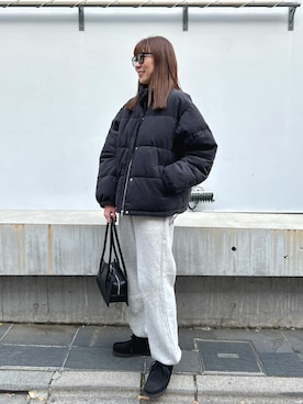 「THE SHINZONE（ザ　シンゾーン）のアイテム（スウェットパンツ）」を使った、MINAEさん（レディース・160cm）の冬コーディネート