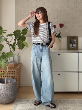 「U.S. POLO ASSN.（ユーエスポロアッスン）のアイテム」を使った、MINAEさん（レディース・160cm）の夏コーディネート