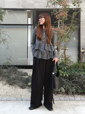 「アイテム（ベルト）」を使った、MINAEさん（レディース・160cm）の冬コーディネート