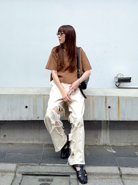「アイテム（サングラス）」を使った、MINAEさん（レディース・160cm）の秋コーディネート