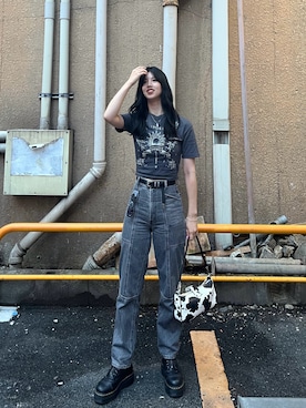 「アイテム（ベルト）」を使った、나 츠さん（レディース・164cm）の秋コーディネート