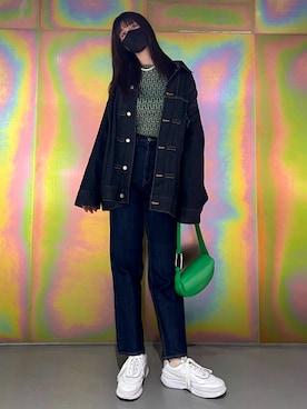 「アイテム（デニムジャケット）」を使った、나 츠さん（レディース・164cm）の秋コーディネート