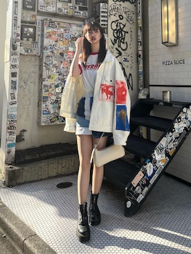 「アイテム（デニムジャケット）」を使った、나 츠さん（レディース・164cm）の秋コーディネート