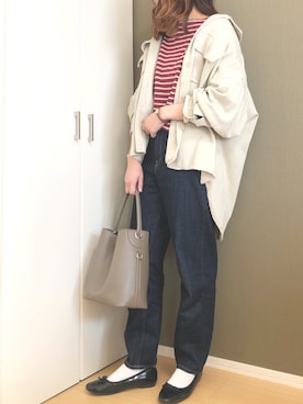 「ビッグシャツ」｜「アイテム（腕時計）」を使った、monakaさん（レディース・160cm）の秋コーディネート