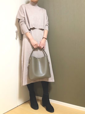 monakaさんの「ショートトップス付きニットワンピース」を使ったコーディネート