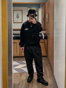「ブラック」｜「アイテム（スウェット）」を使った、seishiro(相互フォロー)さん（メンズ・166cm）の冬コーディネート