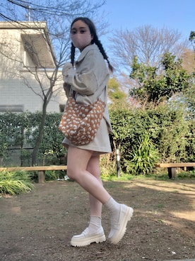 「おさげ」｜「アイテム（ジャケット/アウター）」を使った、bakeさん（レディース・160cm）の春コーディネート
