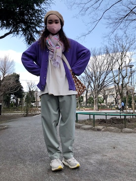 「春ニット」｜「アイテム（チュニック）」を使った、bakeさん（レディース・160cm）の春コーディネート