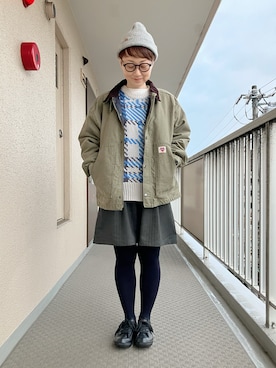 「アイテム（ジャケット/アウター）」を使った、うちこさん（レディース・157cm・40代）の冬コーディネート