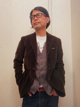 「アイテム（テーラードジャケット）」を使った、まゆChan  さん（メンズ・169cm・50代）の秋コーディネート