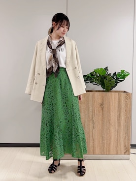 「アイテム（バンダナ/スカーフ）」を使った、たかはしさん（レディース・163cm）の春コーディネート