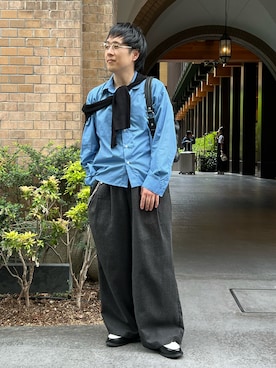 「SINSS（シンス）のアイテム（スラックス）」を使った、たくたんさん（メンズ・164cm）の春コーディネート