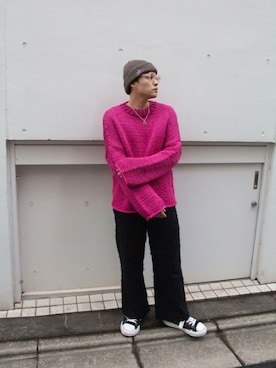 「MYne（マイン）のアイテム」を使った、THE PHARCYDEさん（メンズ・180cm）の秋コーディネート