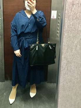 「シンフルコーデ」｜「アイテム（シャツワンピース）」を使った、nanさん（レディース・163cm）の秋コーディネート