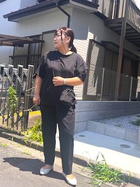 「GU（ジーユー）のアイテム（パンツ、ブラック系）」を使った、nanさん（レディース・164cm）の夏コーディネート