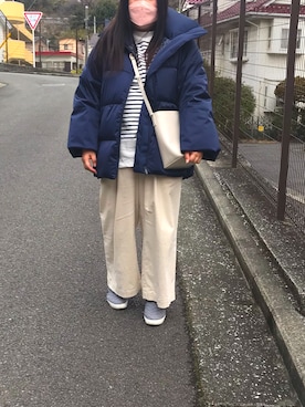 「マリン」｜「アイテム（ダウンジャケット/コート）」を使った、nanさん（レディース・164cm）の冬コーディネート