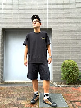 「NEIGHBORHOOD（ネイバーフッド）のアイテム（Tシャツ/カットソー）」を使った、土佐兄弟　兄　たくやさん（メンズ・182cm・30代）の夏コーディネート