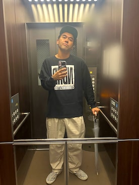 「NEIGHBORHOOD（ネイバーフッド）のアイテム（Tシャツ/カットソー、ブラック系）」を使った、土佐兄弟　兄　たくやさん（メンズ・182cm）の夏コーディネート