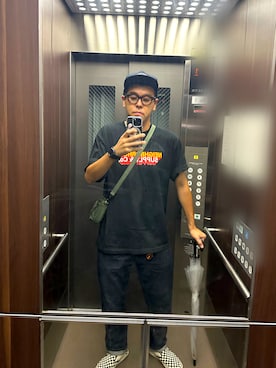 「PORTER（ポーター）のアイテム」を使った、土佐兄弟　兄　たくやさん（メンズ・182cm）の夏コーディネート