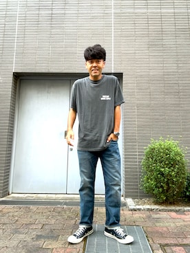「PORKCHOP（ポークチョップ）のアイテム（Tシャツ/カットソー）」を使った、土佐兄弟　兄　たくやさん（メンズ・182cm・30代）の夏コーディネート